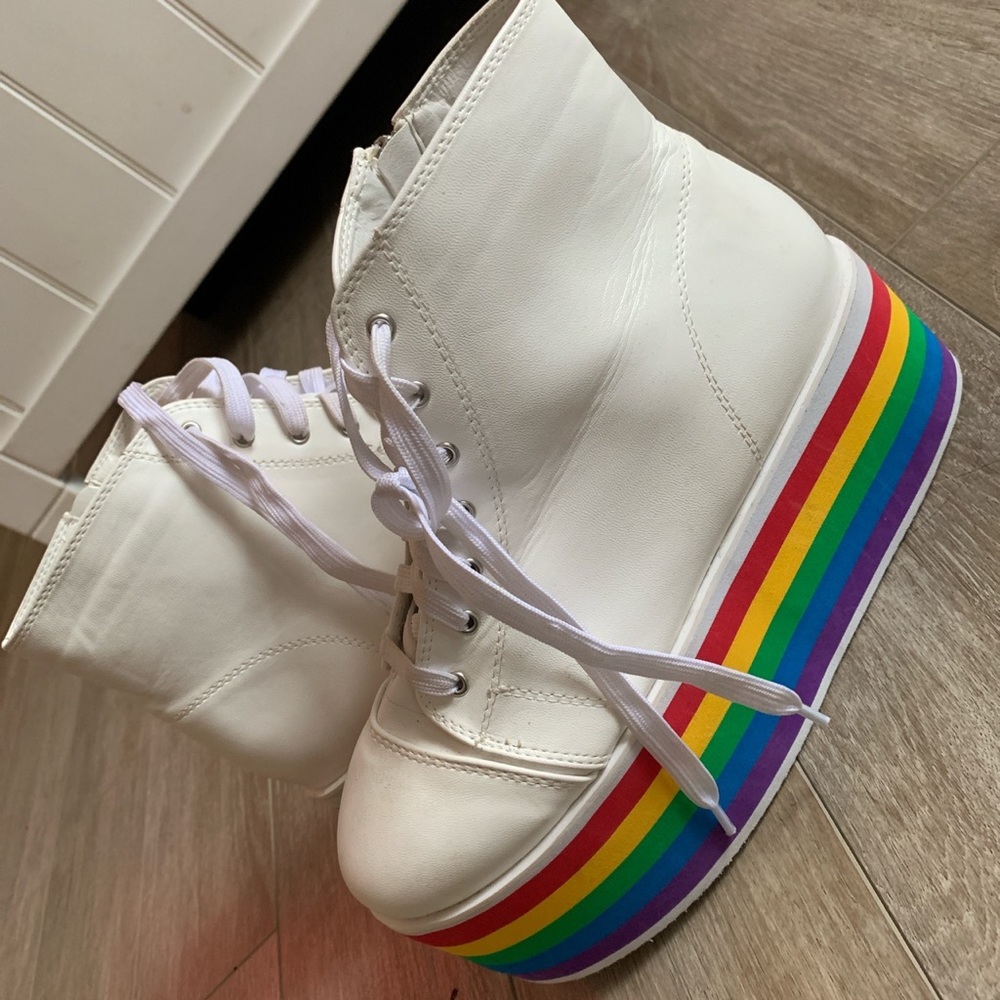 Dolls Kill - rainbow rebellion platform sneakers